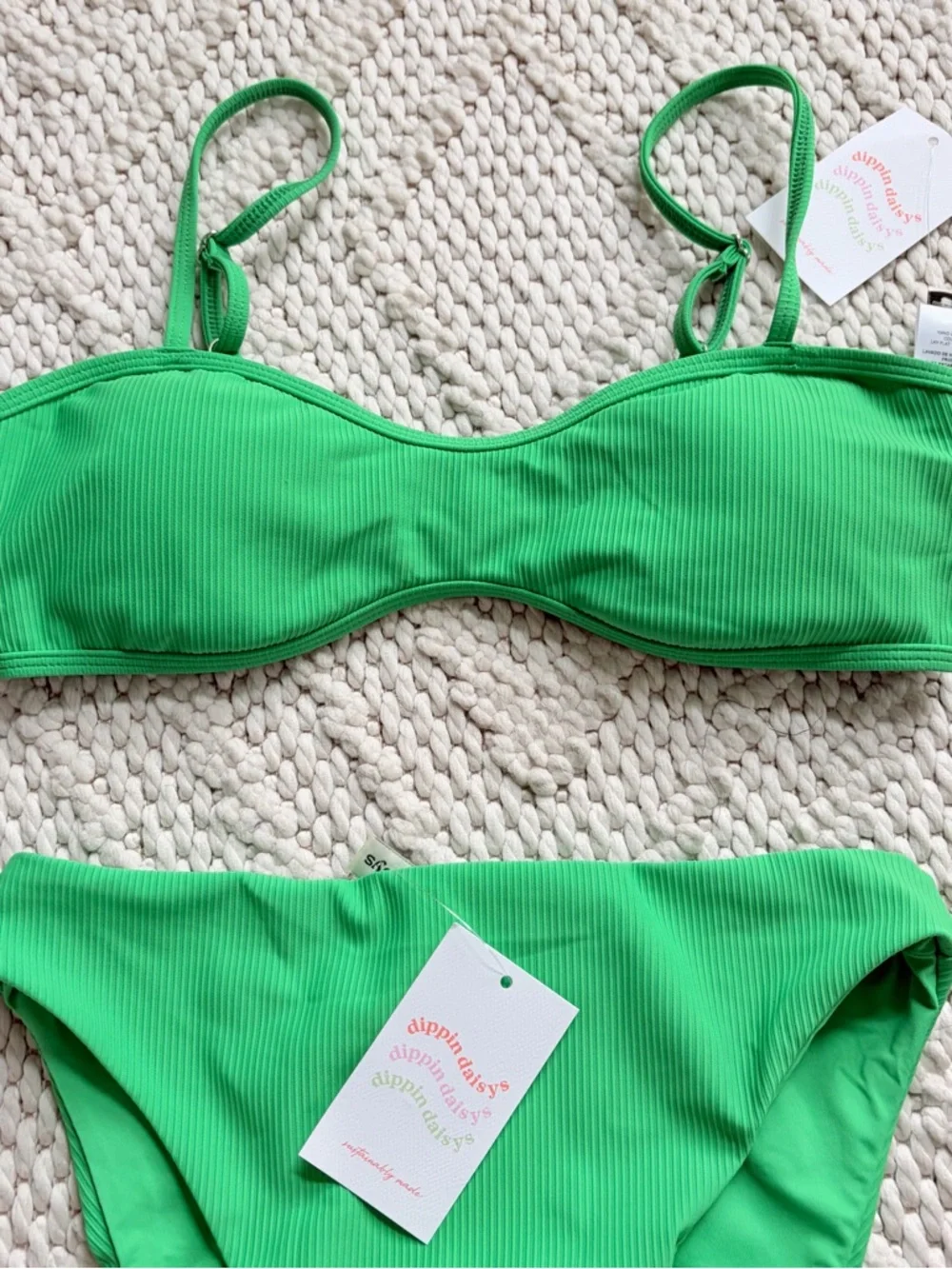 DIPPIN’ DAISY’S Seashore Bottom MED Blaire Top LARGE Kelly Green Bikini NEW NWT